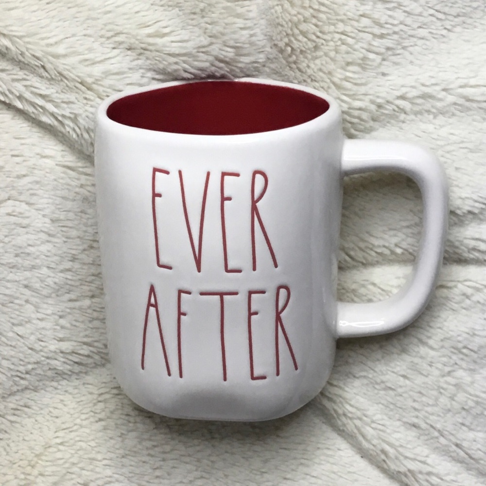 Rae Dunn LL EVER AFTER Valentine Mug Red Font NWT